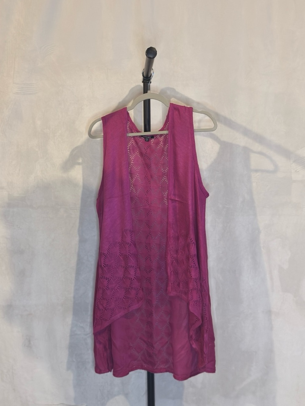 Elementz Magenta Sleeveless Lace Back Open Front Vest Size 1X